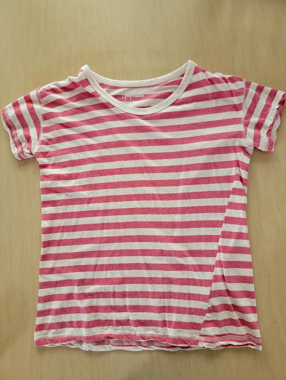Papinelle 100% Organic Cotton Pink and White Striped Short Sleeve Tee